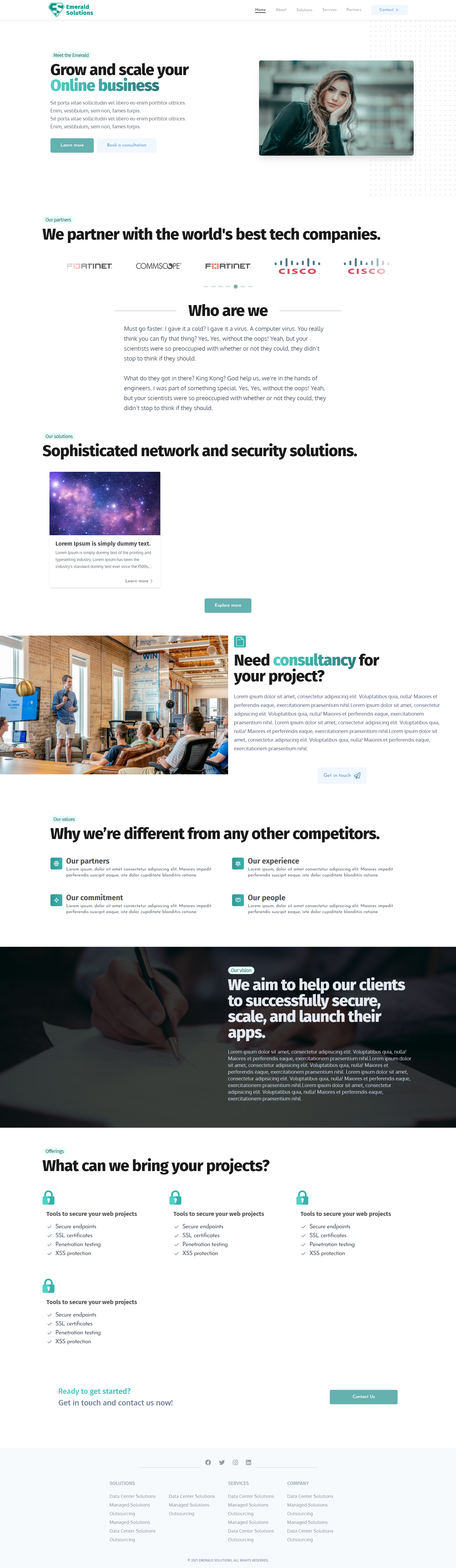 Emerald solutions landing page